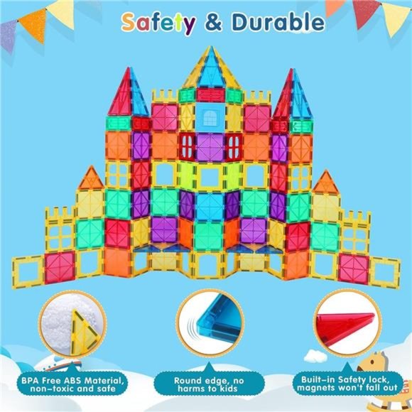Magnetic Tiles Building Blocks, 108 PCS Magnetic Blocks Buliding Tiles Set - Picture 5 of 6